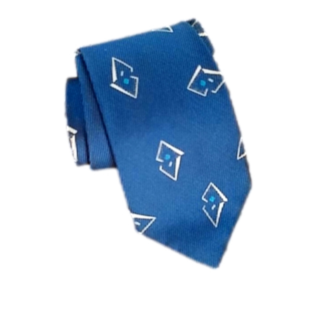 𝅺Valentino Repp Vintage silk Handmade Designer's Italian Electric Blue Necktie
